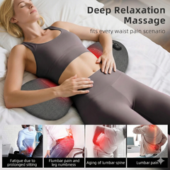 Hyggear™ Back Massager with Heat & Vibration, Smooth Spine Triple Fusion Lumbar Support Pillow for Lower Back and Sciatica Pain Relief, Deep Tissue Relaxation for Bed or Office Chair