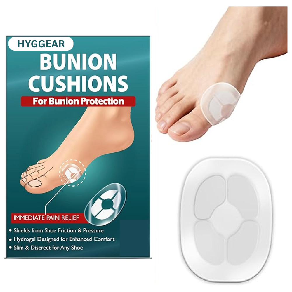 Hyggear Bunion Cushions, Bunion Pain Relief Pads for Protection Against Shoe Pressure and Friction, Self-Adhesive & Water-Resistant, Fits Shoes For Everyone